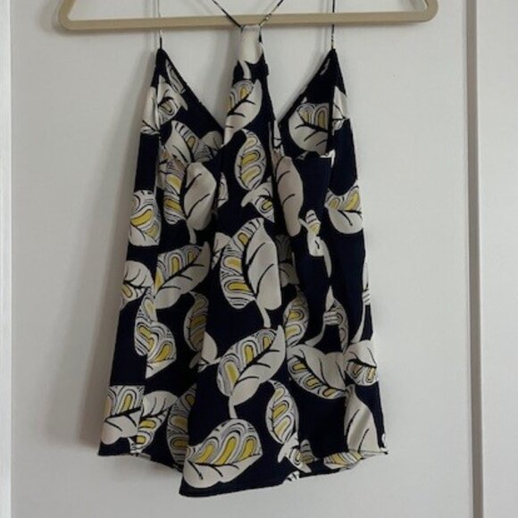 JCrew Flowy Silk Tank - Like New - Blue, Yellow and White pattern, size 00 - Picture 4 of 7